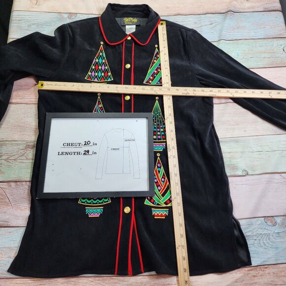 Bob Mackie Women’s Size Small Wearable Art Christmas Tree Button Shirt 40" Chest - Picture 5 of 10